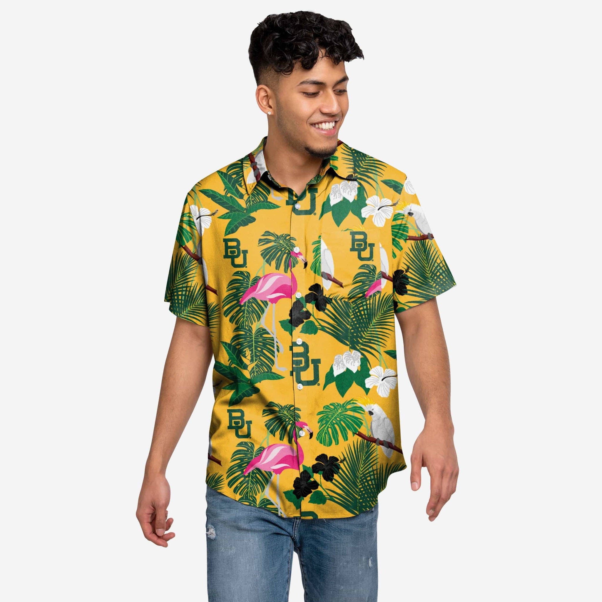 Baylor Bears Floral Button Up Hawaii Shirt Ha51111