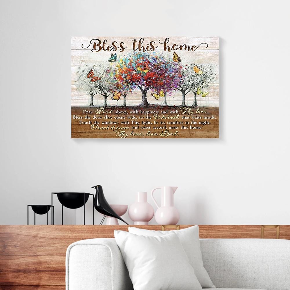 Canvas Prints Bless This Home Trees Butterfly Canvas Wall Art Home Decor