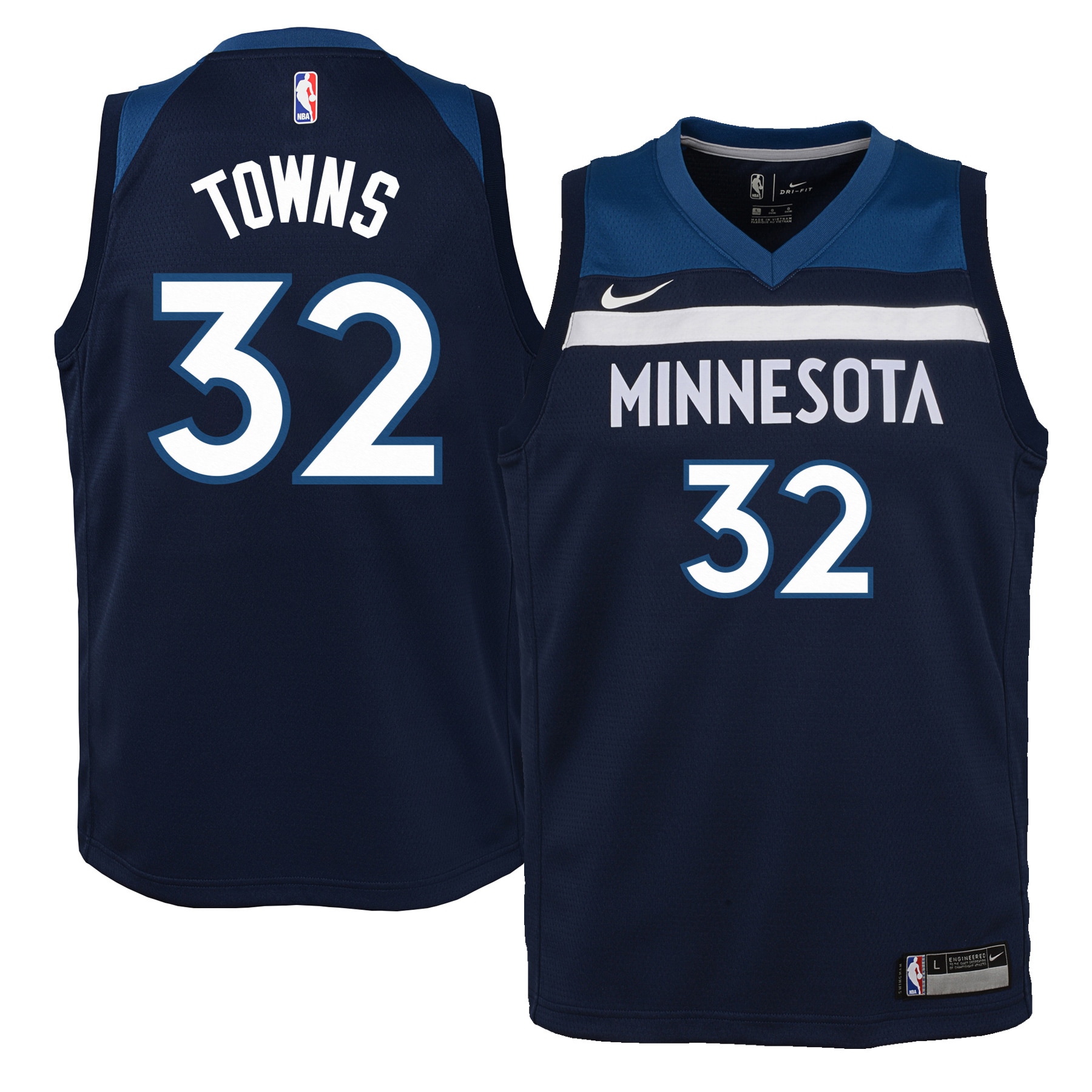 Youth Karl-Anthony Towns Navy Minnesota Timberwolves Swingman Jersey – Icon Edition