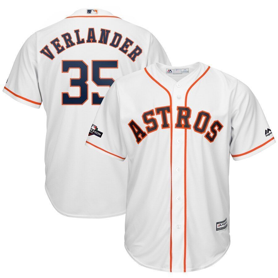 Justin Verlander Houston Astros Majestic 2019 Postseason Official Cool Base Player Jersey White