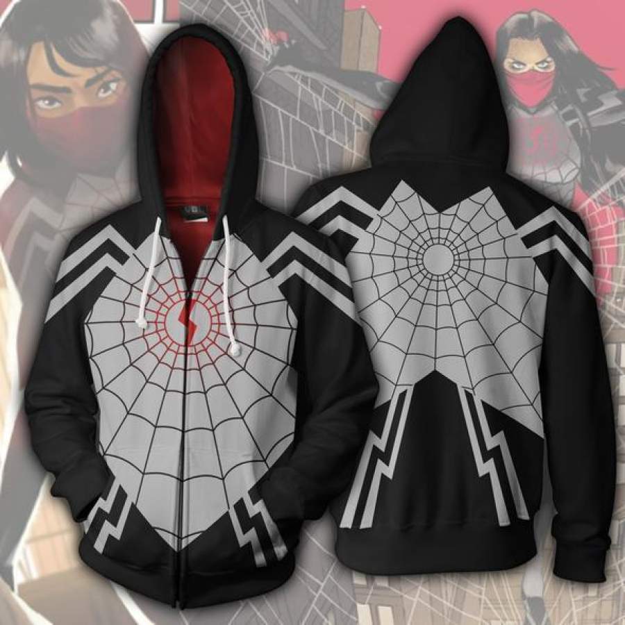 2019 Spider Man Hoodies Silk Spider Cindy Moon Zip Up Hoodie