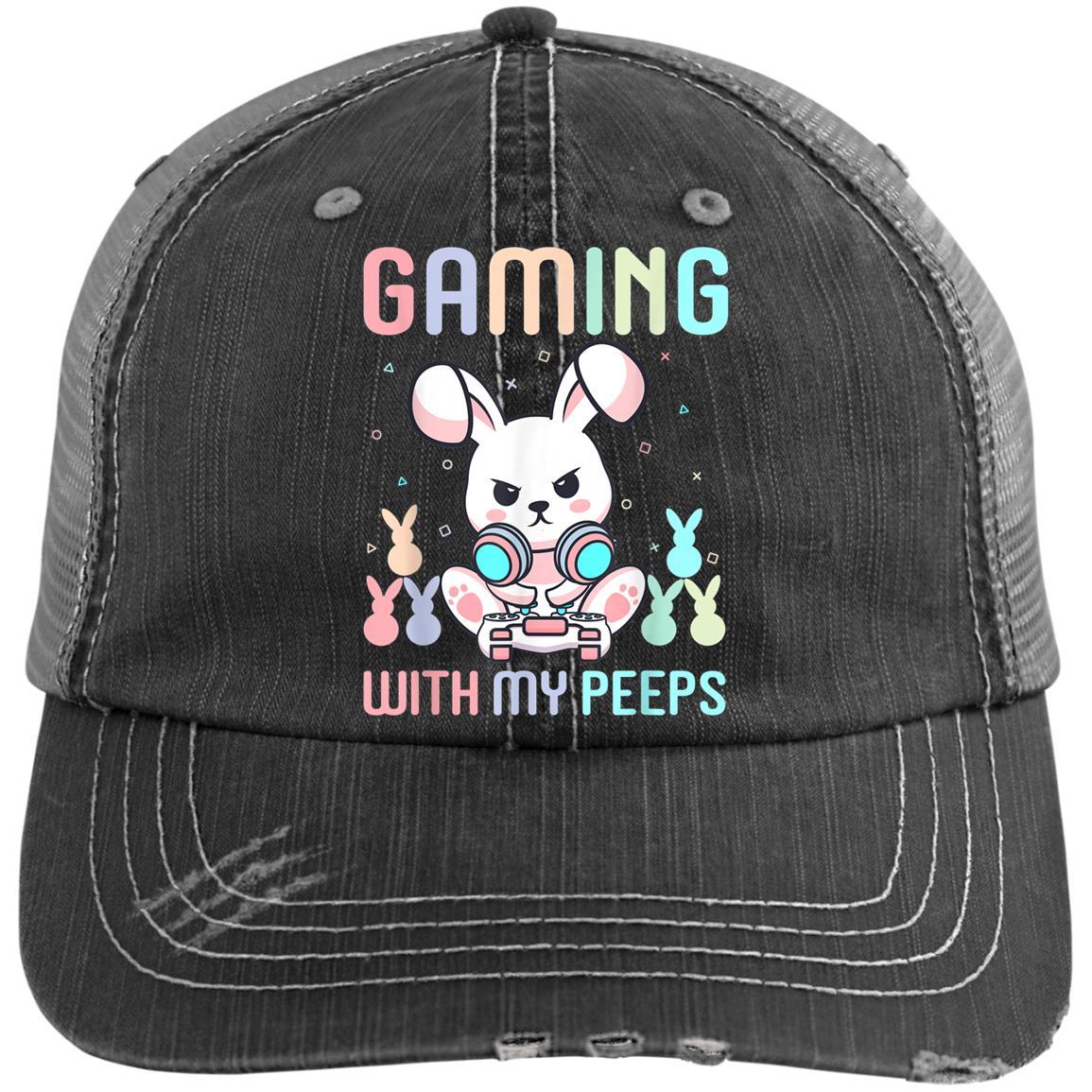 Custom Hat Gaming With My Peeps Shirt Easter Funny Gaming Bunny