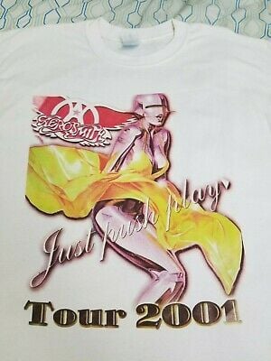 Vintage 2001 Aerosmith Just Push Play Tour T Shirt Hajime Sorayama  Band 9086