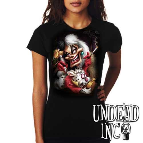 Villains Cruella De Vil Tattooing White Rabbit – Ladies T Shirt