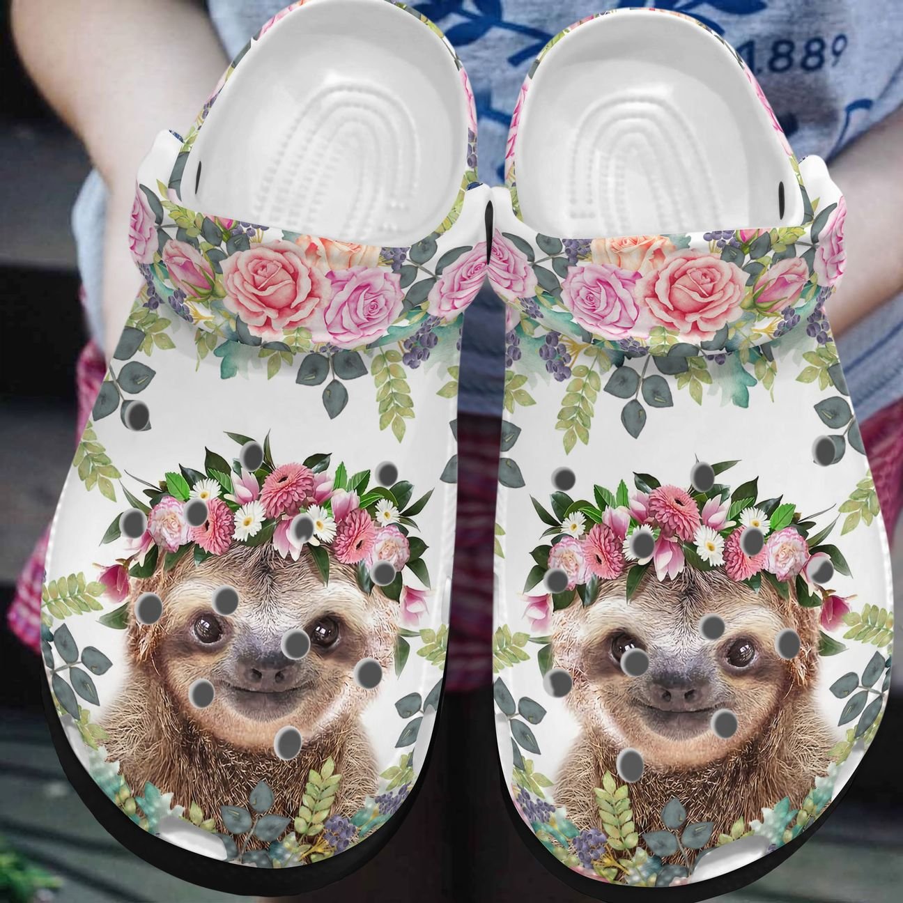 Sloth Personalized Clog, Custom Name, Text, Color, Number Fashion Style For Women, Men, Kid, Print 3D Flowery