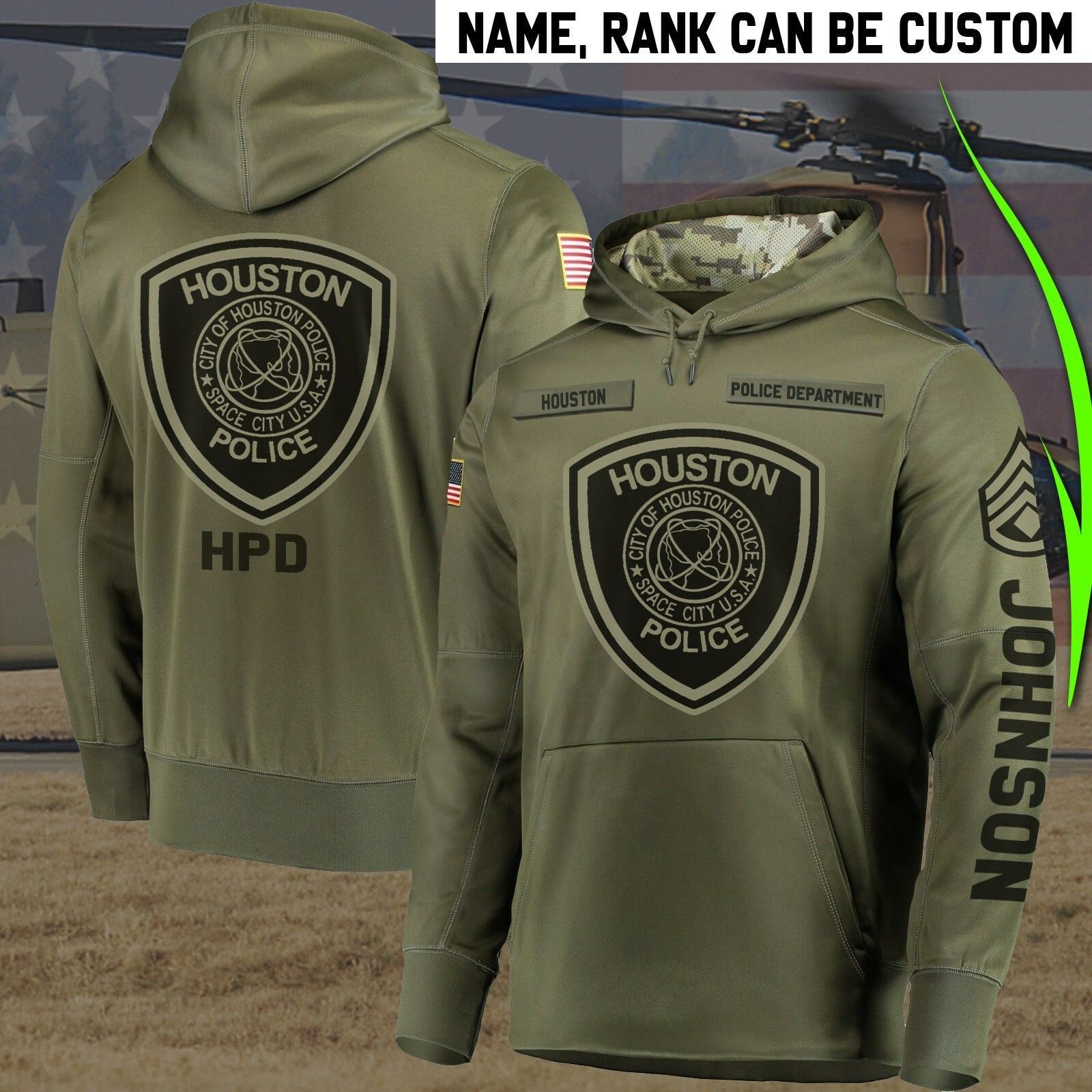 Houston Police Camo Unique Personalized 3D Printed Sublimation Hoodie Hooded Sweatshirt Comfy Soft And Warm For Men Women S to 5XL CTC16013240