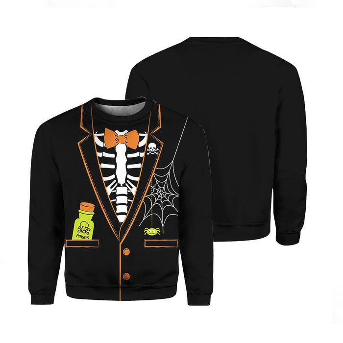 Halloween Skeleton Jacket Costume Crewneck Sweatshirt All Over Print Sweatshirt For Women Sweatshirt For Men