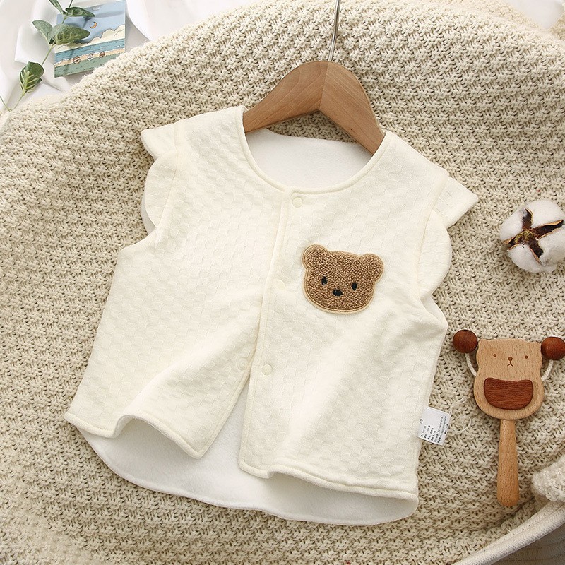 2022 Autumn New Baby Cotton Sleeveless Thicken Vest Jacket Newborn Clothes Infant Cute Bear Vest Coat Boys Girls Cardigan alx