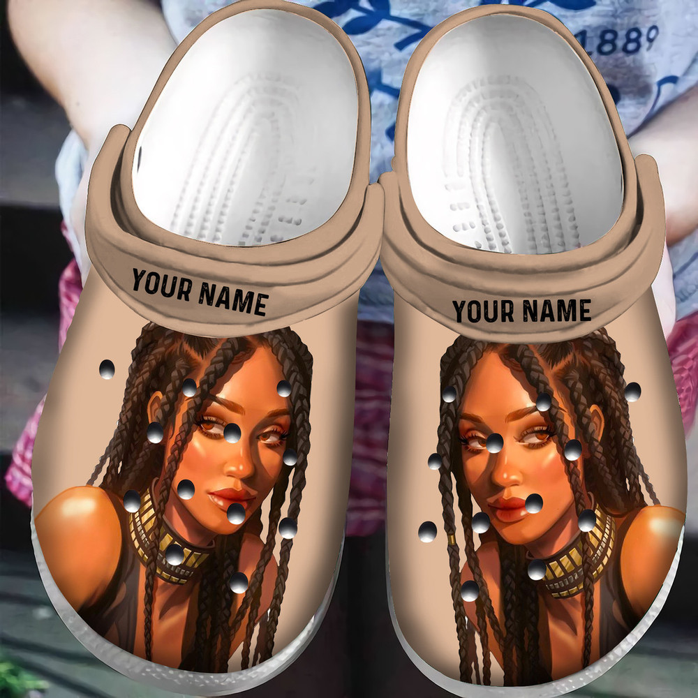 Personalized Afro Black Girl African American Crocs Classic Clogs Shoes ...