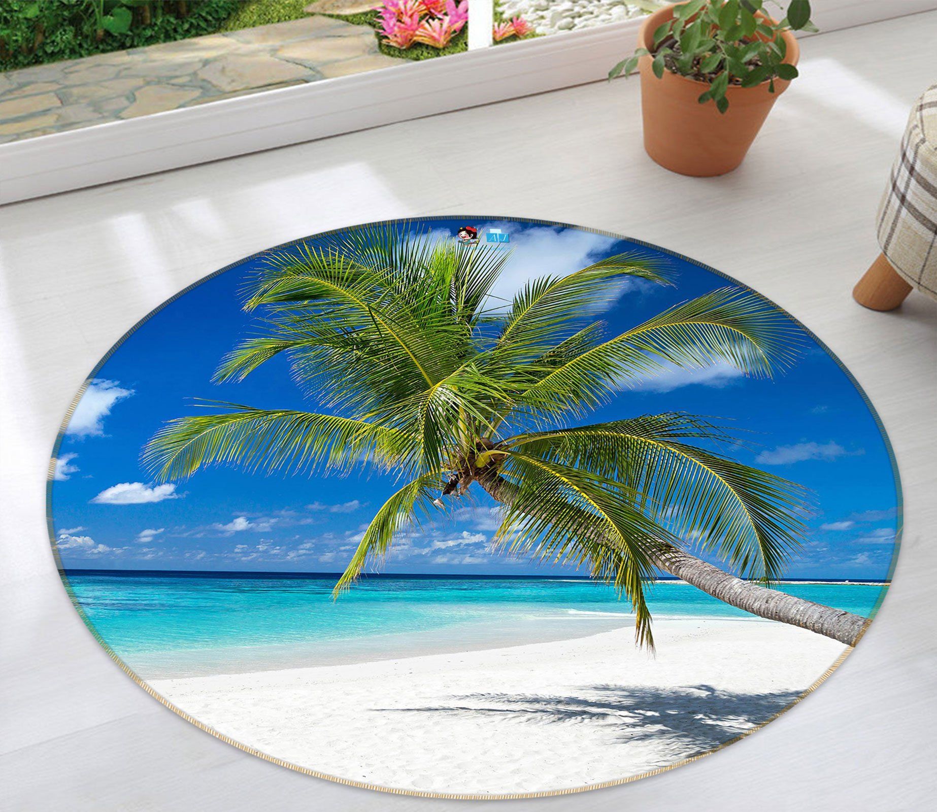 3D Beach Coconut Tree 72191 Round Rug – Round Carpet Home Decor