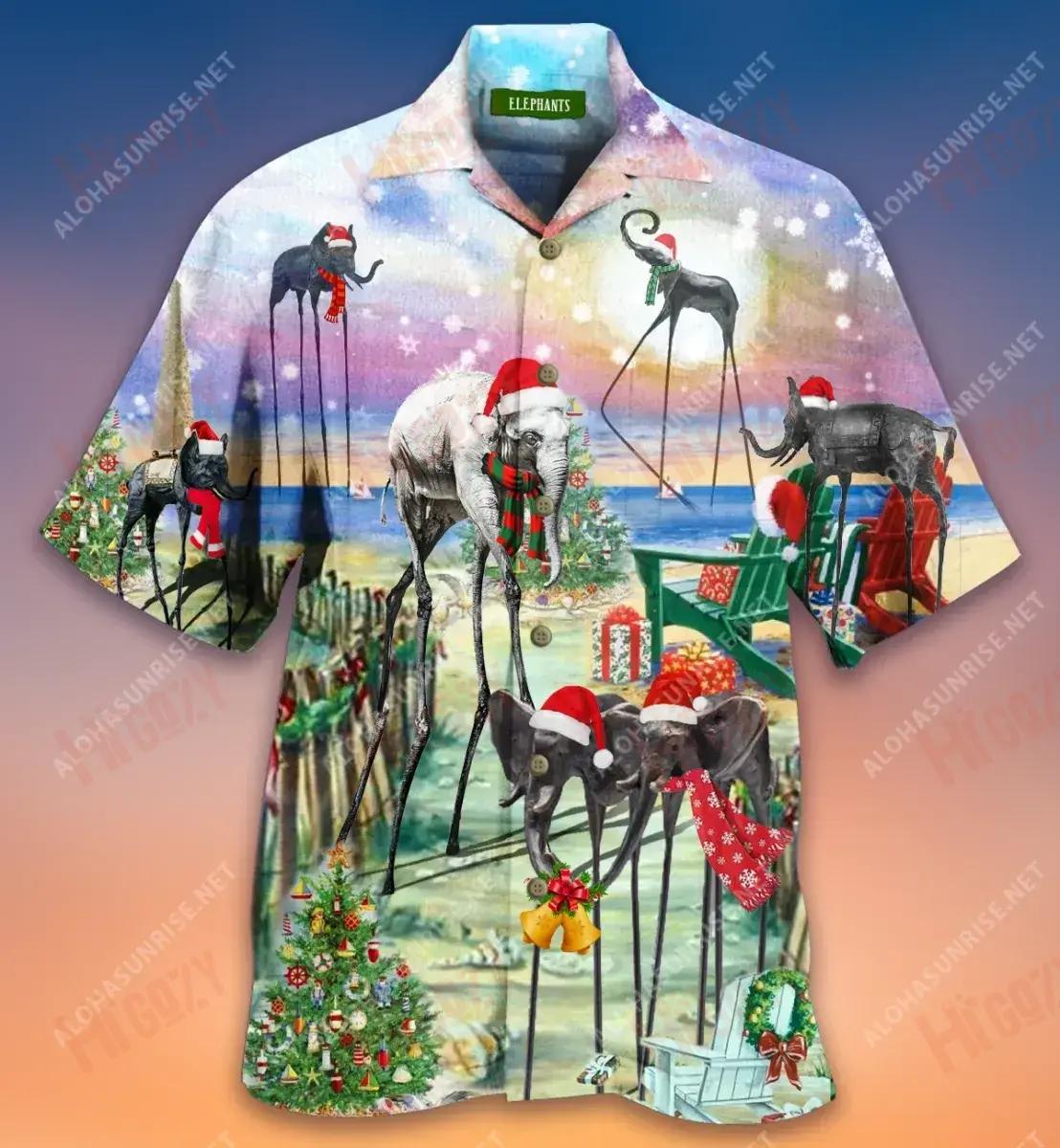 Give Me Christmas Elephant Short Short Sleeve Shirt Summer Hawaiian T Shirts Tactical Hawaiian Shirt Funny Hawaiian Shirts