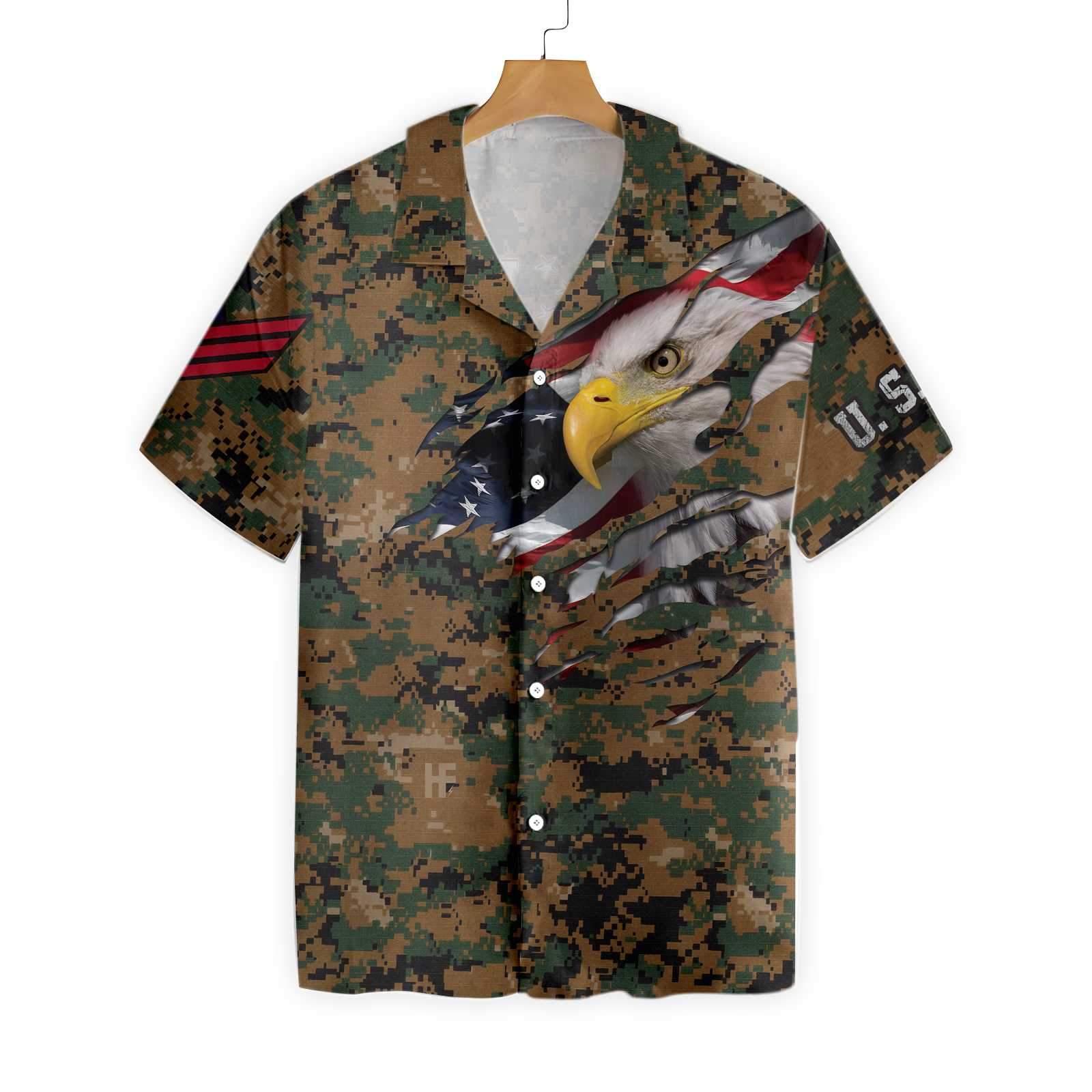 Veteran Proud Us Marine Camouflage 1401 Hawaii Shirt Ha104653