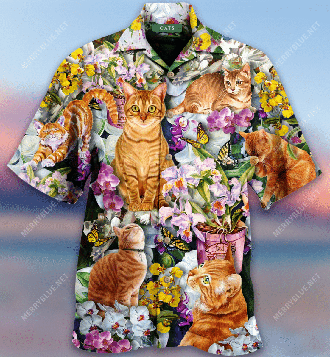 Beach Shirt Shop Cats And Queen Of Flower Unisex Hawaiian Shirt