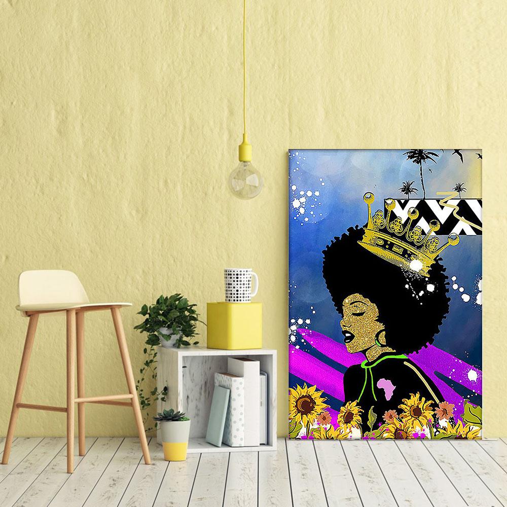 South Africa Canvas Prints Adorable Afrocentric Poster Art Print African Girl Afro Man Elegant Canvas Home Decoration