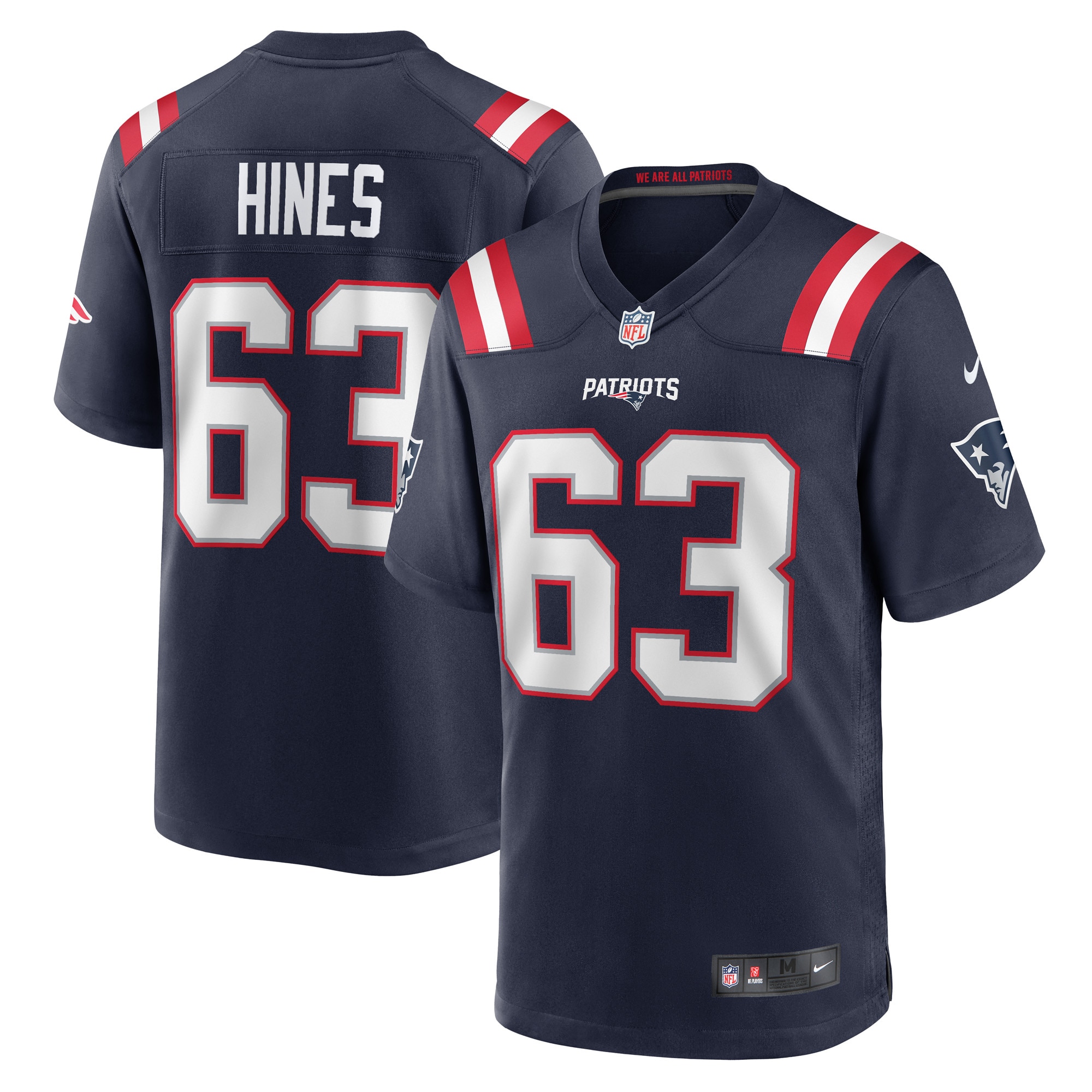 Men’s New England Patriots Chasen Hines Navy Game Player Jersey