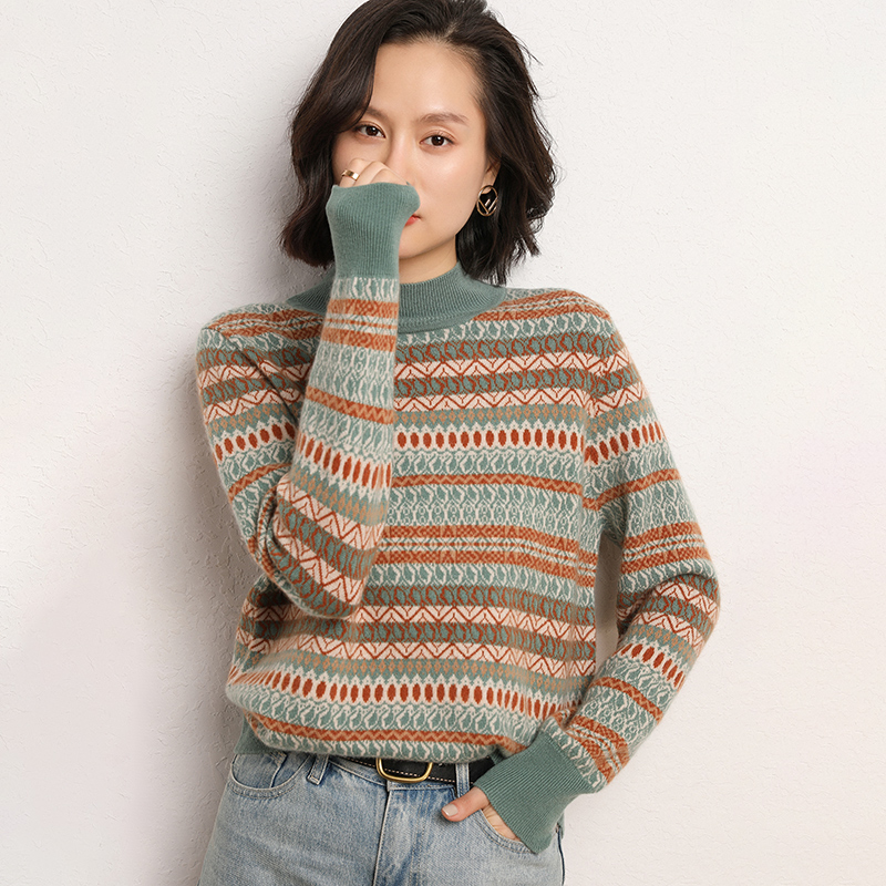 100% Cashmere Sweater O-neck Knitting Jumper Long Sleeve Women Autumn Winter Sweater Female Thickening Women’s Warm Sweater alx