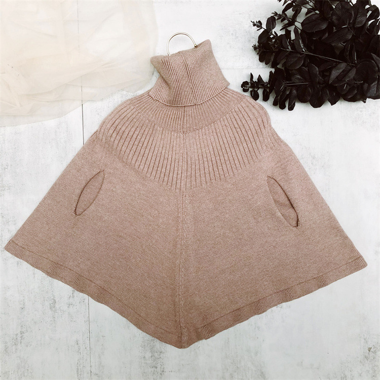 2022 Knitted Turtleneck Sweater Costume For Kids Shawl Jacket Spring Autumn Kid Clothes Girl Children Clothes alx