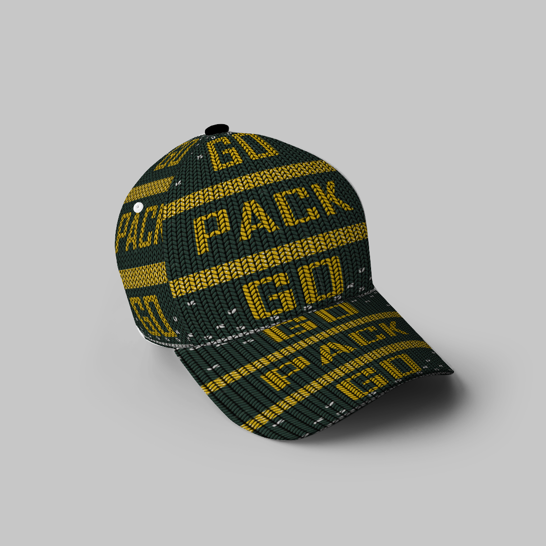 Green Bay Packers Go Pack Go Texture Print 3D Printing Baseball Cap Classic Hat