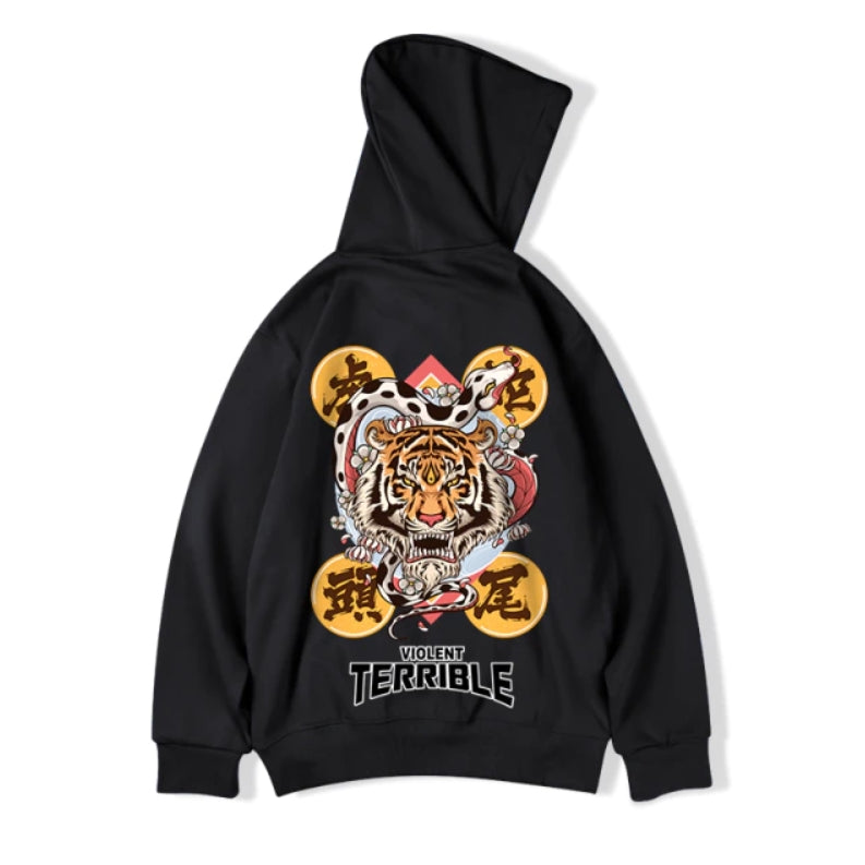 Winter Hoodie Bright Print Tiger Harajuku Style