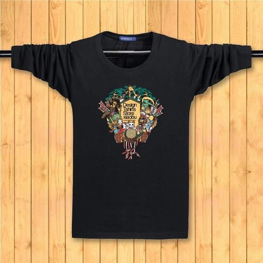 Man  t shirt  Autumn and winter cotton T- shirt long sleeved o-neck casual printing Animal