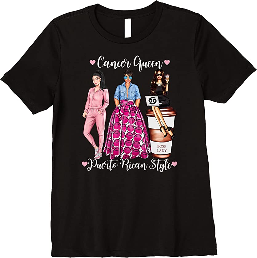 Womens Puerto Rican Style Cancer Queen June July Birthday Woman Premium T-Shirt