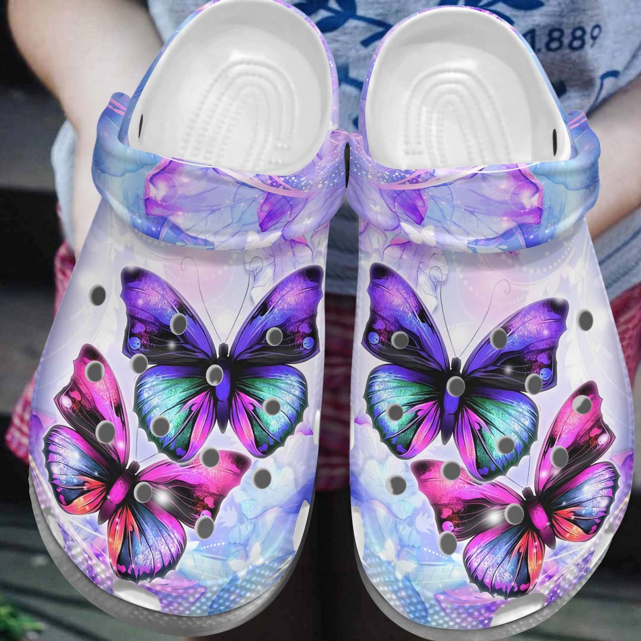 Butterfly Personalized Clog, Custom Name, Text, Color, Number Fashion Style For Women, Men, Kid, Print 3D Butterfly Couple