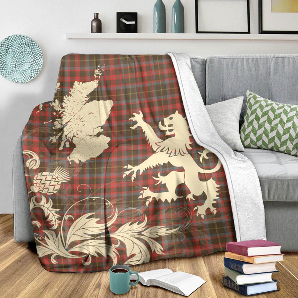 Tartan Blanket Mackintosh Hunting Weathered Tartan Scotland Lion Thistle Map Plaid Blanket