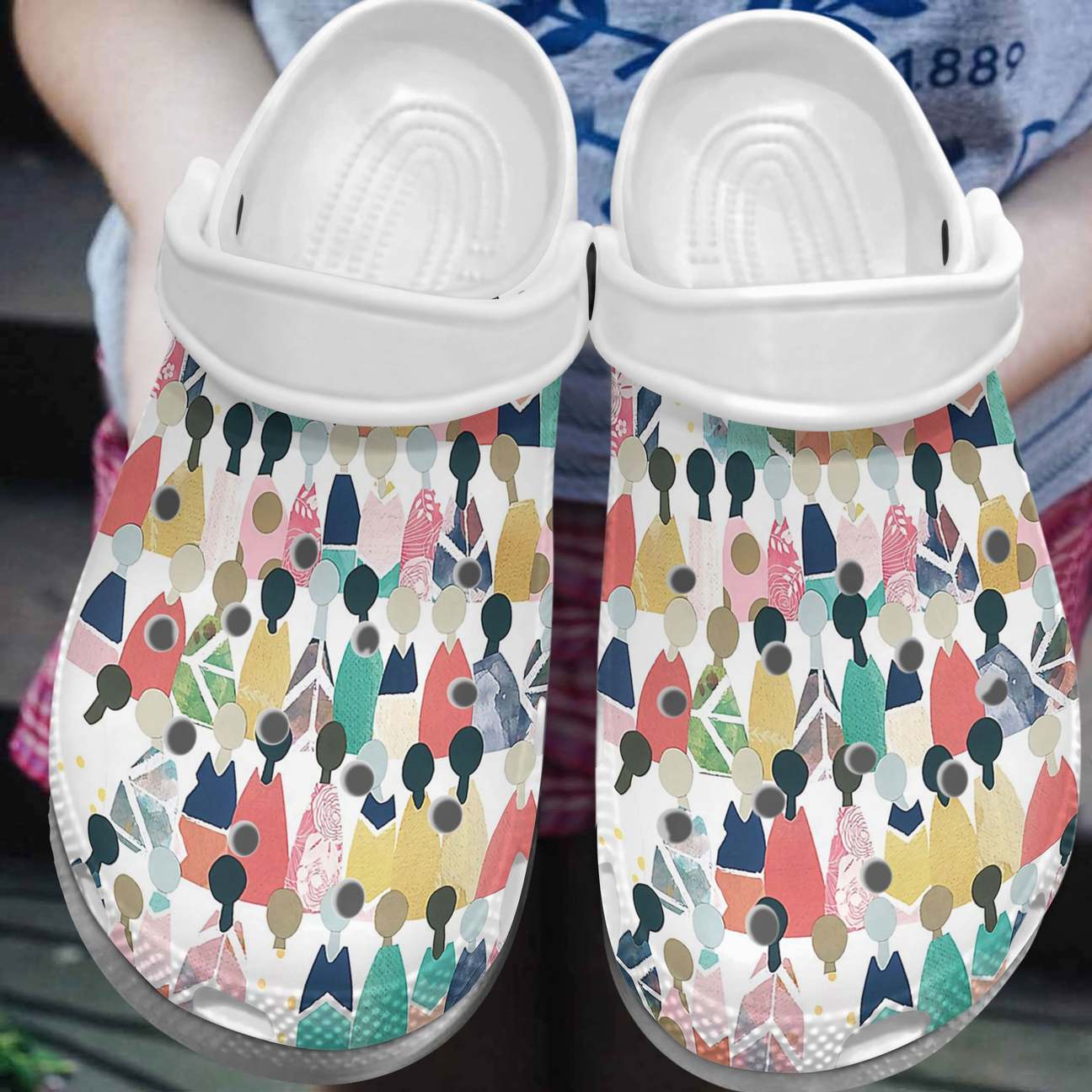 Social Worker Personalized Clog, Custom Name, Text, Color, Number Fashion Style For Women, Men, Kid, Print 3D Rainbow People