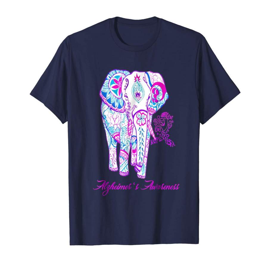 Alzheimer Awareness Elephant Flower Floral Lover Shirt