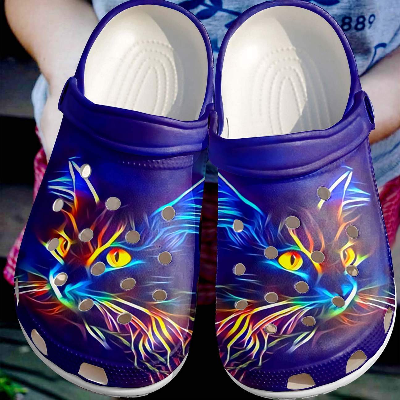 Cat Personalized Clog, Custom Name, Text Cat Neon, Fashion Style For Women, Men, Kid, Print 3D