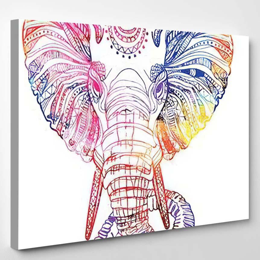 Head Elephant Meditation Coloring Mandala Large – Mandala Canvas Print