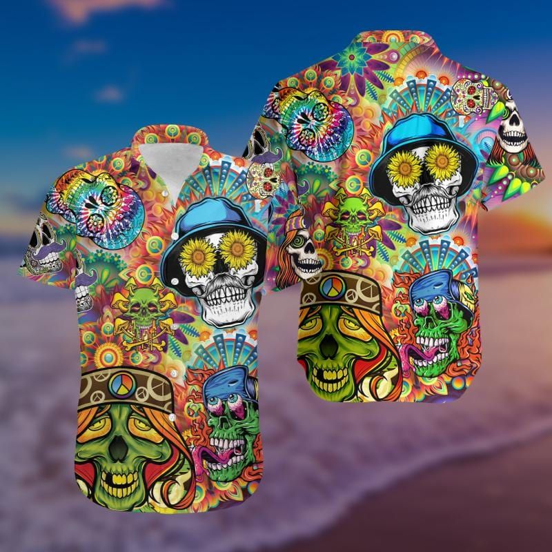 Felacia Hawaii Unisex Aloha Hippie Skull Colorful Ha19726