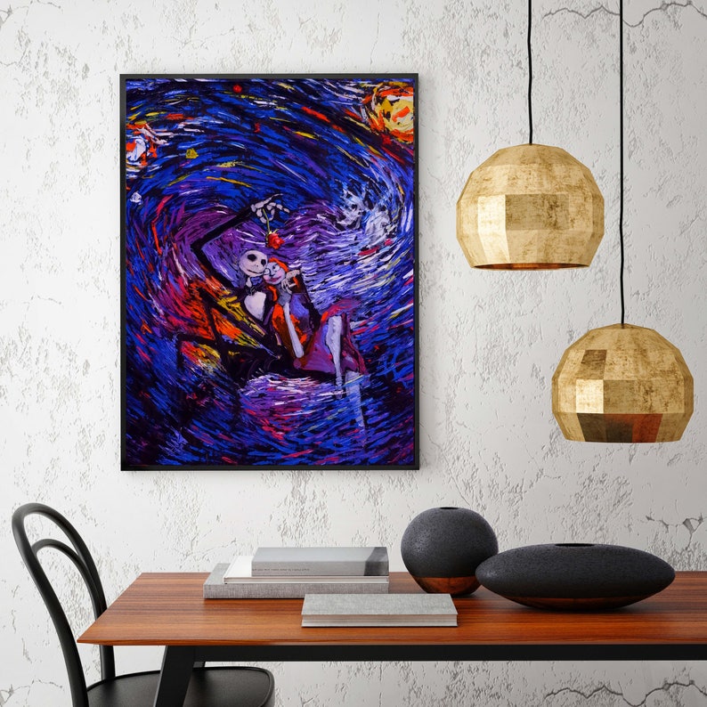 Jack Sally Jack And Sally Nightmare Before Christmas - Vincent Van Gogh Starry Night Posters 