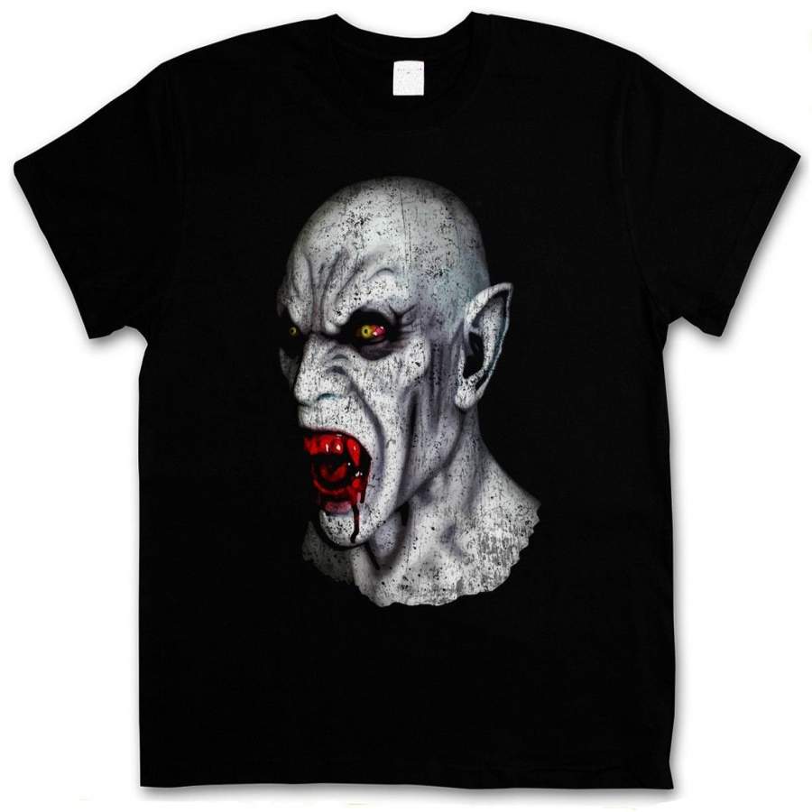 Vampire Head T-Shirt True Bite Vampir Jaws Blood Dracula Blood Count Bat Kopf Short Sleeve T-Shirt