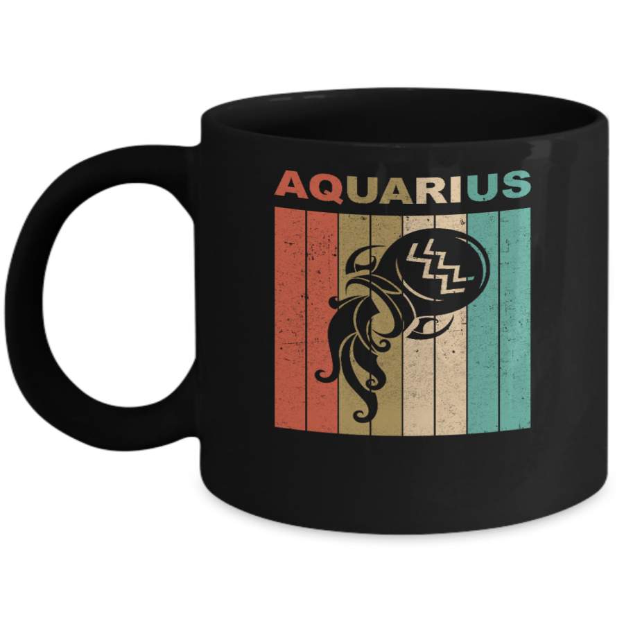 Vintage Aquarius Zodiac January February Birthday Gift Mug