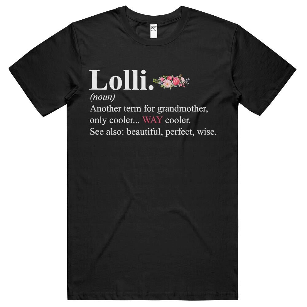 Womens Cute Lolli Definition Costume Floral Grandma Birthday Gift T Shirts