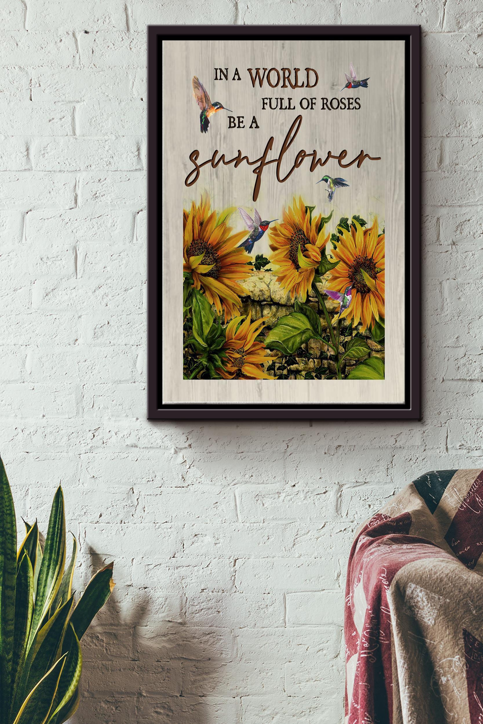In A World Full Of Roses Poster – Painting Wall Art – Gift For Home Decor, Flower Lover, Bird Feeder Framed Matte Canvas