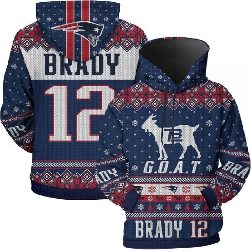 3D Hoodie Tom Brady New England Patriots Goat