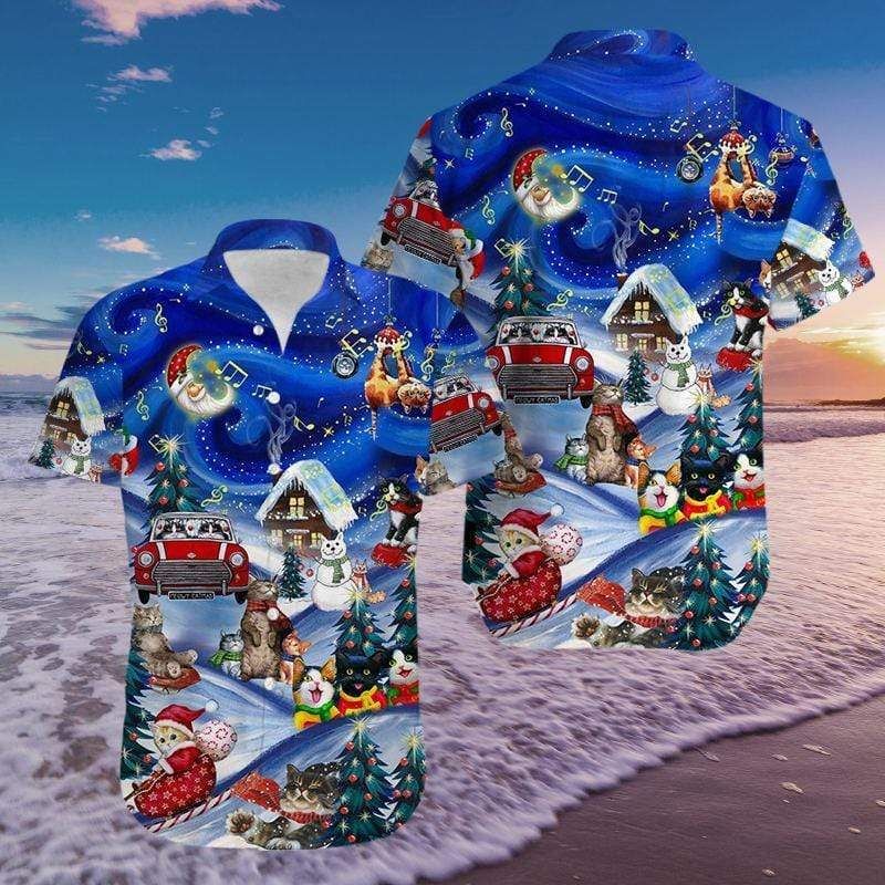 Hawaii Aloha Shirts Jolly Cats Christmas Ha42251