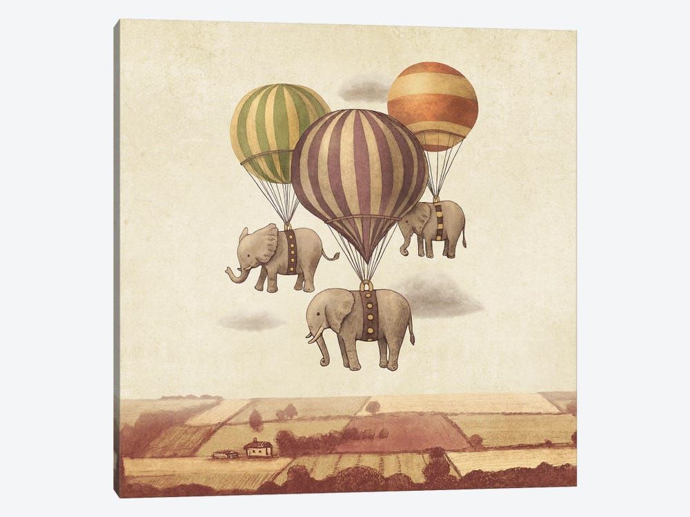 Flight Of The Elephants IV Canvas Poster 8″x12″ 12×18″ 18″x26″ 24″x36″ 30″x45″