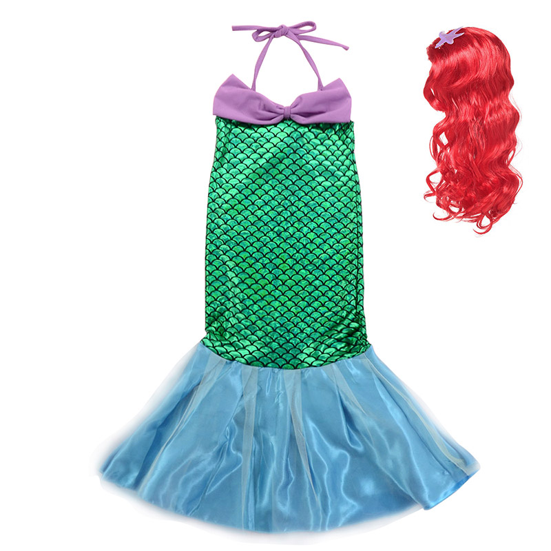 The Little Mermaid Dress for Little Girls 12M 2 4 6 8 10Y Fairy Tale Siren Cosplay Costume Kids Summer Beach Frocks alx