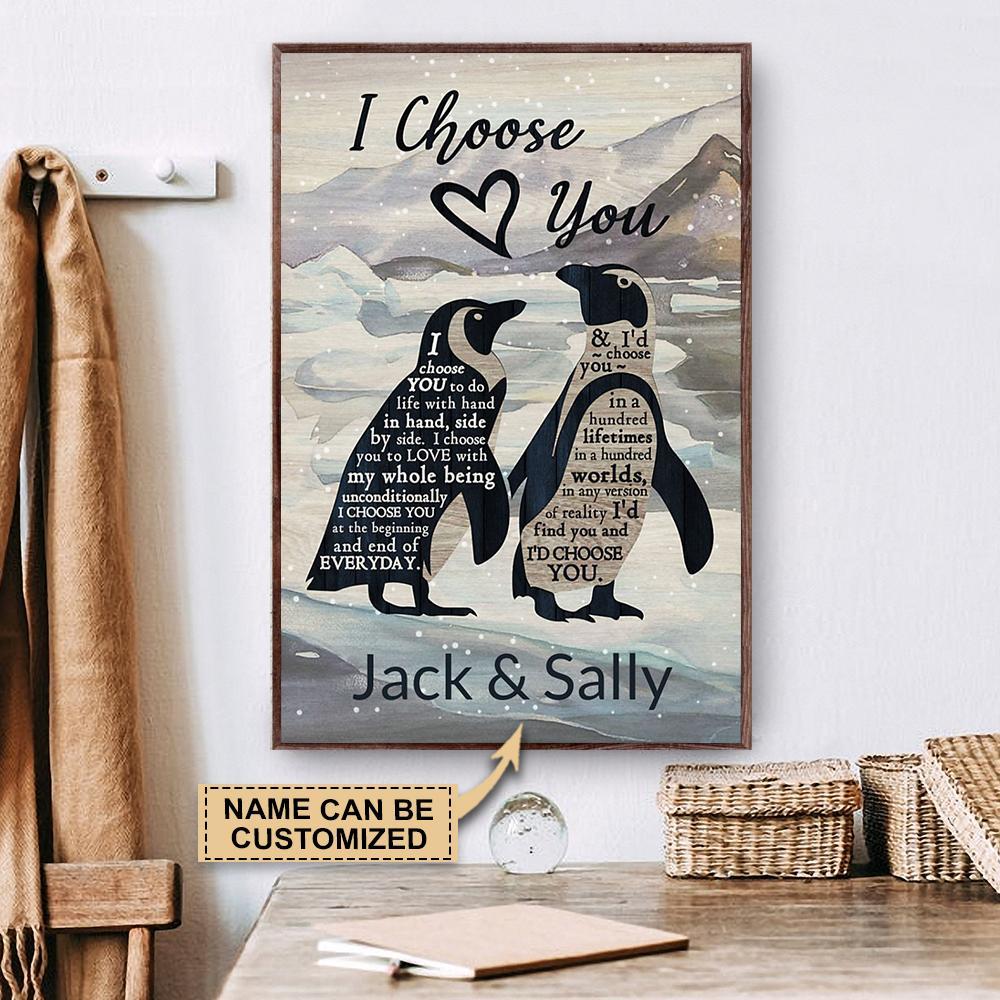 Aeticon Gifts Personalized Penguin I Choose You Canvas Mom Dad Gift Home Decor