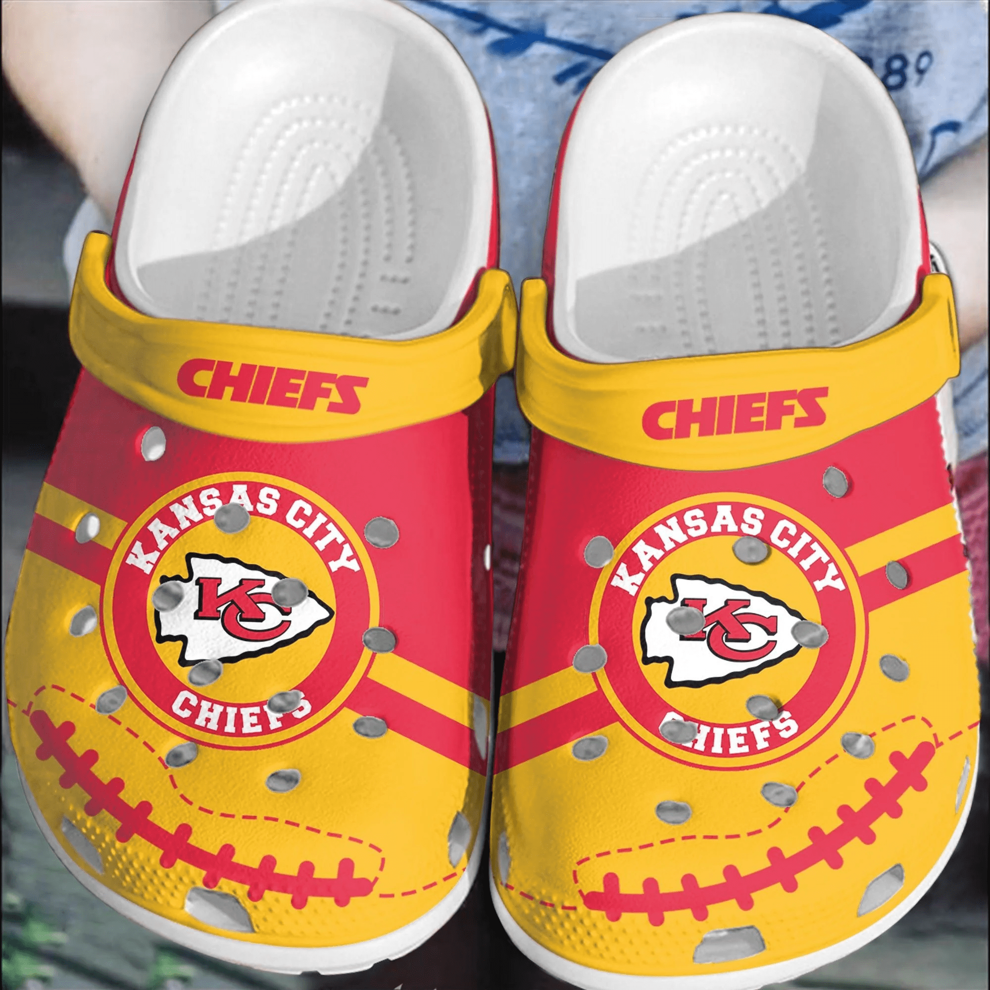 NFL KC Chiefs Football Crocband Shoes Comfortable Clogs For Men Women