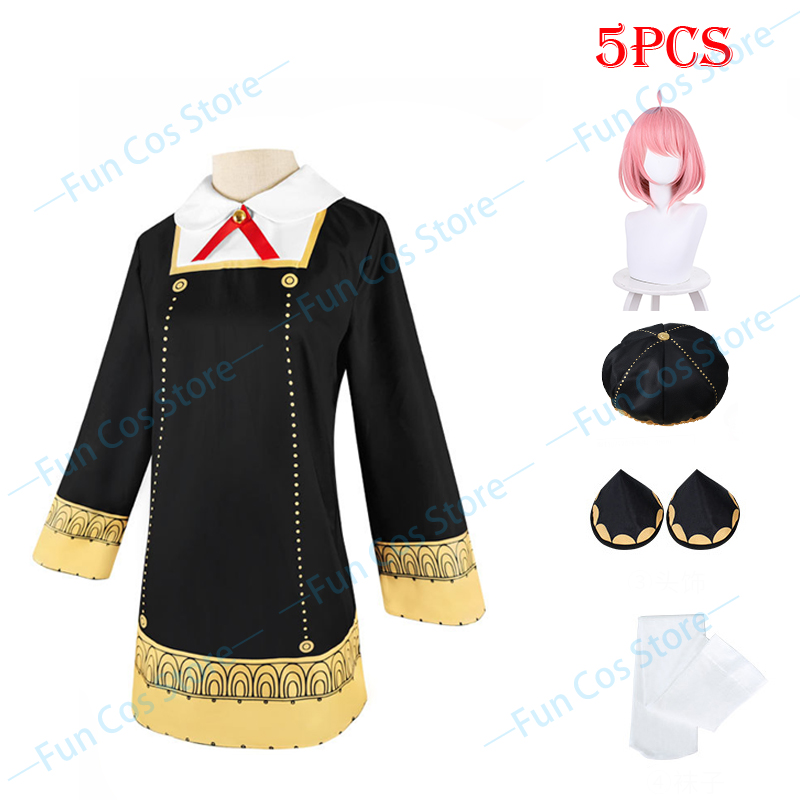 Anime Spy X Family Anya Forger Cosplay Costumes Hat Cloak Pink Wig Hairpins Dress Pants Cape Beret Cap Imperial Scholar Uniform alx