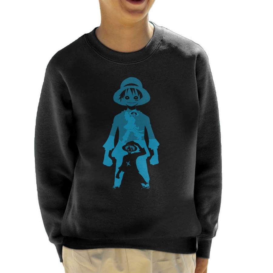 One Piece Monkey Luffy Multi Portrait Kid’s Sweatshirt