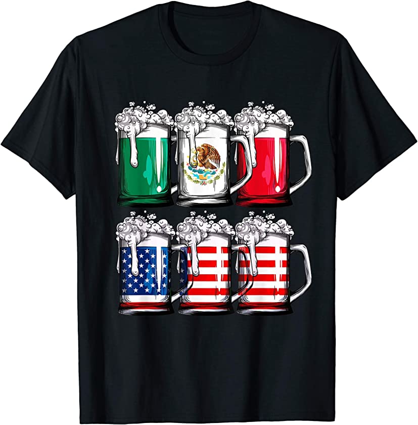 Beer Mexican American Flag T shirt Cinco de Mayo Men Women T-Shirt