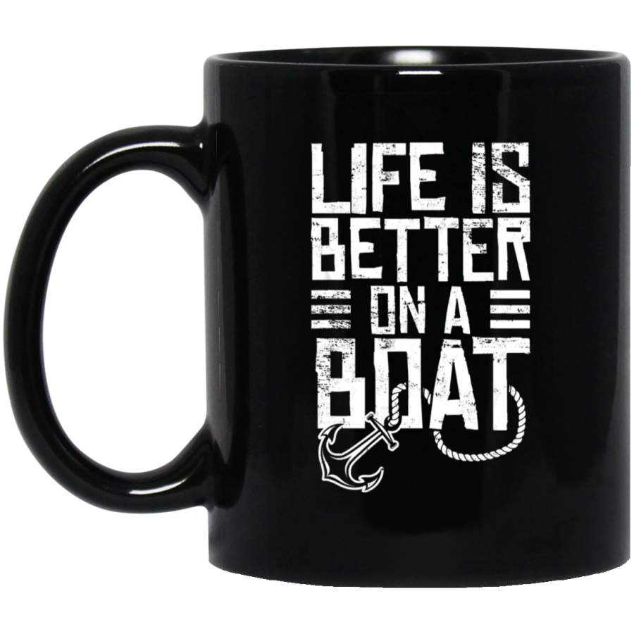 Vintage Life is Better on A Boat Gift Sailing Fishing Coffee Mug