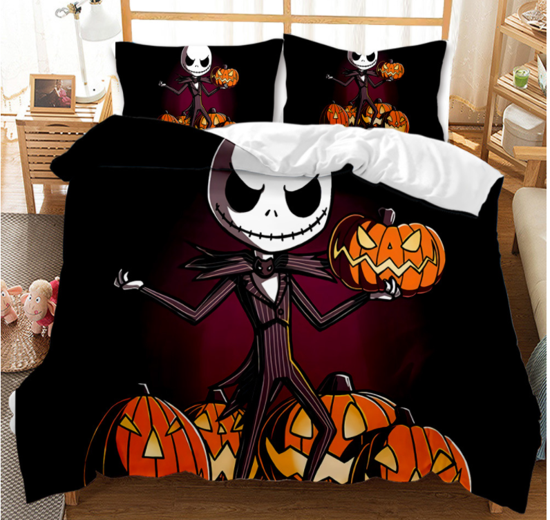 3D Halloween Skeleton Pumpkin Quilt Cover Set Bedding Set Duvet Cover Pillowcases 3