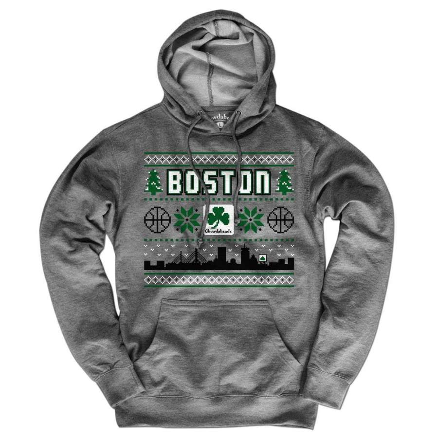 Boston Shamrock Ugly Sweater Lightweight Hoodie