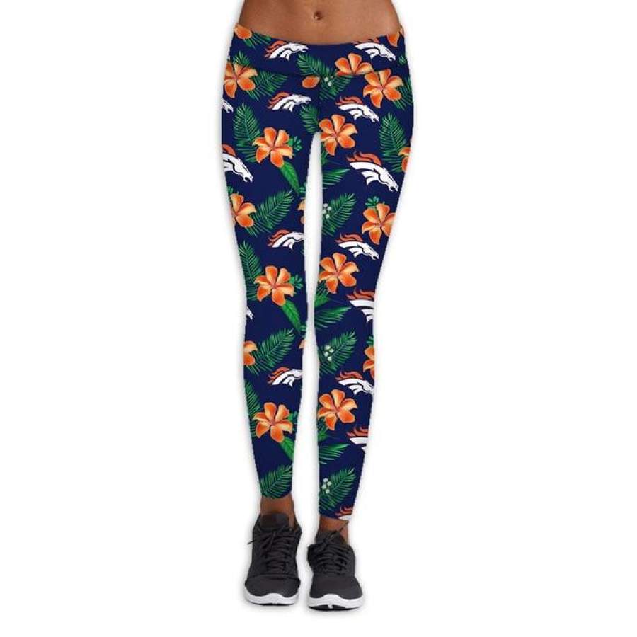 Denver Broncos Flower Print Leggings